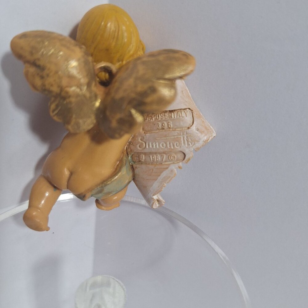 Simonette Depose Italy Cherub Angel Ornament Christmas 1987 Lisa Name Scroll - Picture 7 of 9